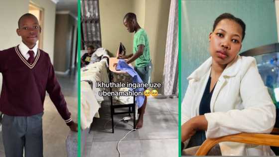 Mzansi mom goes viral as son impressively irons uniform in adorable TikTok video, SA applauds them