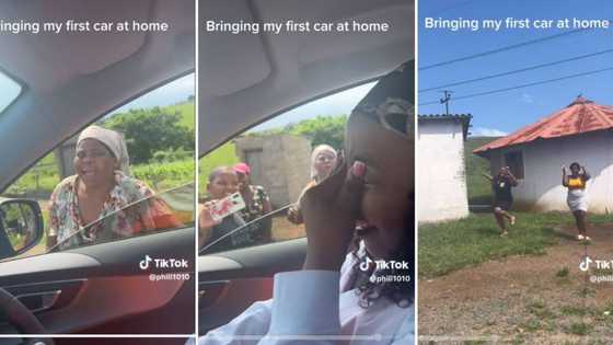 Lady shares emotional video as she takes her first car home, family's joyous reaction has Mzansi feeling proud