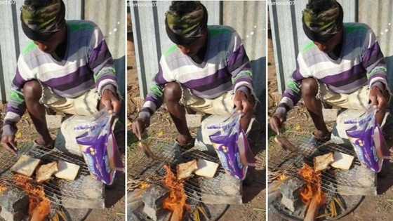 Comedian makes funny video burning bread over open fire, Mzansi jokes It’s flame toasted