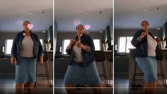 Mama busting some trendy amapiano moves in video goes viral, Mzansi stans her vibe: "Khuzani abazali"