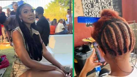 Elaine slays Fulani braids with a twist in Pretoria, TikTok video of lady's version of it gets 1.2M views