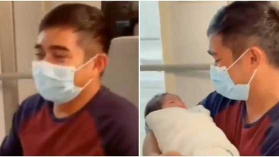 Emotional moment father carries His baby for the first time captured on camera, cute video warms hearts online