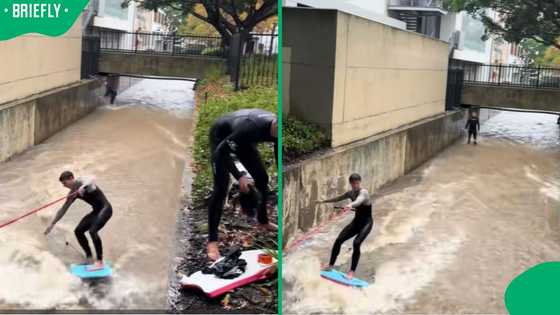 "They have medical aid": Cape Town gents leave SA divided after surfing flooded road in TikTok clip