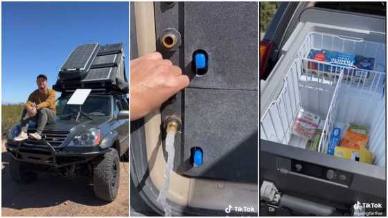 Young man who turned car to home & office installs kitchen inside vehicle, cooks with gas