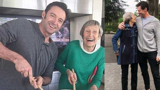 Actor Hugh Jackman embraces his mother years after giving him up as a child