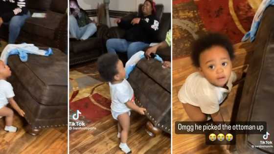 Baby with hulk strength picks up ottoman in viral TikTok video with 1.4 million views: "Give him some weights"