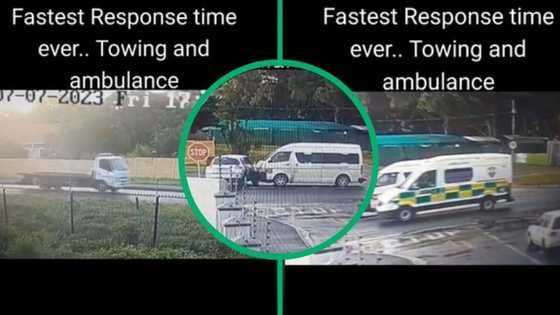 TikTok video of fastest response to car accident amazes Mzansi, tow truck and ambulance arrive at scene in seconds