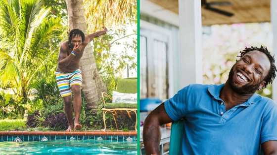 TikTok video of man realising phone is still in pocket mid-jump into pool, Mzansi impressed by reflexes