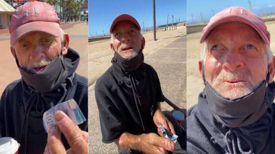 BI Phakathi helps homeless man chasing torn R10 note, blesses him with over R1k