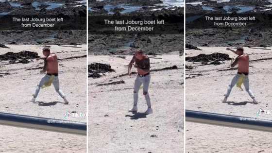 Mzansi busts over TikTok video of guy shadowboxing in jeans on beach: Durbanites claim JHB forgot a member