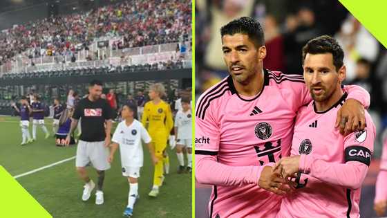 Messi and Suarez support their sons as mascots in Inter Miami academy match