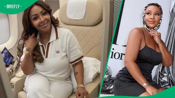 Boity Thulo shows off her figure while lounging on the poolside in Cape Town