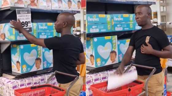 Mzansi dad has chest pains after seeing price of Pampers diapers, Facebook video of reaction goes viral