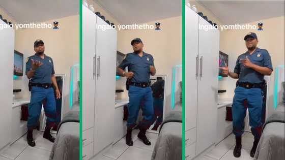 South African cop busts out impressive amapiano dance moves on TikTok, leaves the ladies in awe