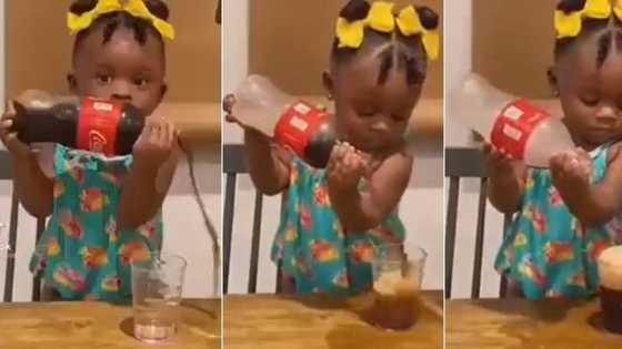 "Wasteful expenditure": Tot pours cola and misses, Mzansi can't stop chuckling