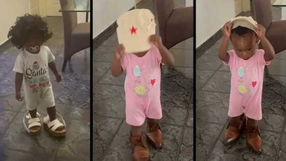 "It's the wig for me": Mzansi falls in love with adorable video of little girl dressed in grandparents' clothes