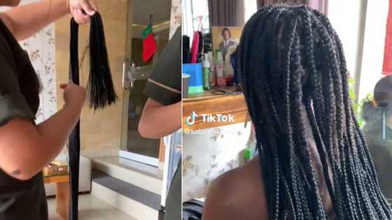 Black woman visiting Bali gets box braids done for R800 with seatbelt straps, TikTok with 2.2M views has Mzansi defeated