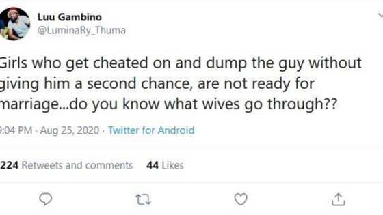 Man says women who dump cheating boyfriends aren't ready for marriage