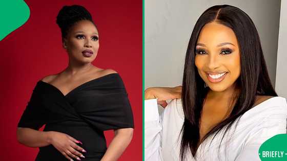 Phindile Gwala flaunts her legs in burgundy dress, Netizens approve her hot look