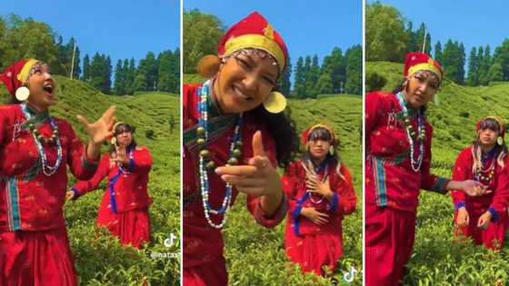 2 Beautiful Asian women do TikTok amapiano dance challenge in field in Nepal, Mzansi appreciates their vibes