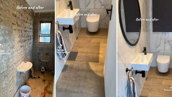 Gqeberha man renovates small powder room with modern finishes, video of workmanship impresses SA