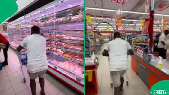 Father prioritises baby essentials in Soshanguve Mall trolley dash competition