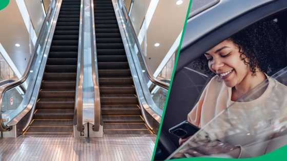 Burly man snacking on escalator reduced to tears by woman prankster in viral TikTok video