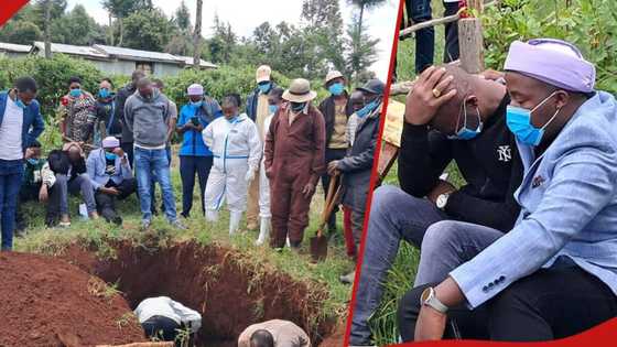Man weeps profusely as mum's body is exhumed years after burial due to family conflict