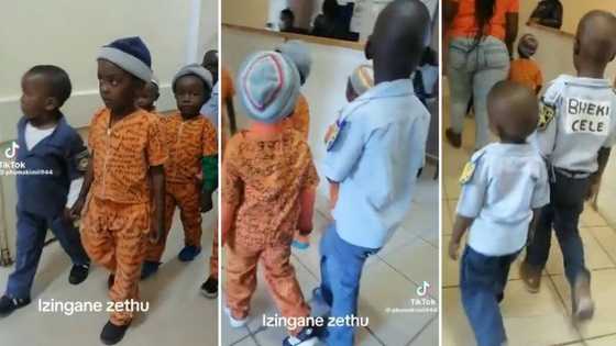 Preschool kids dress up as police officers and prison inmates, TikTok video amuses SA