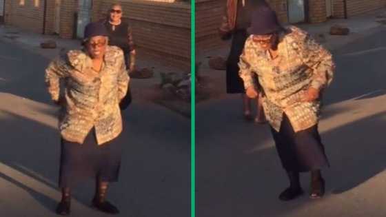 Older woman in TikTok video slays amapiano beat in streets, SA loves impromptu groovy routine