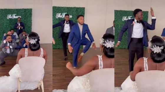 Groom puts on dance show for his bride at wedding with help of his groomsmen