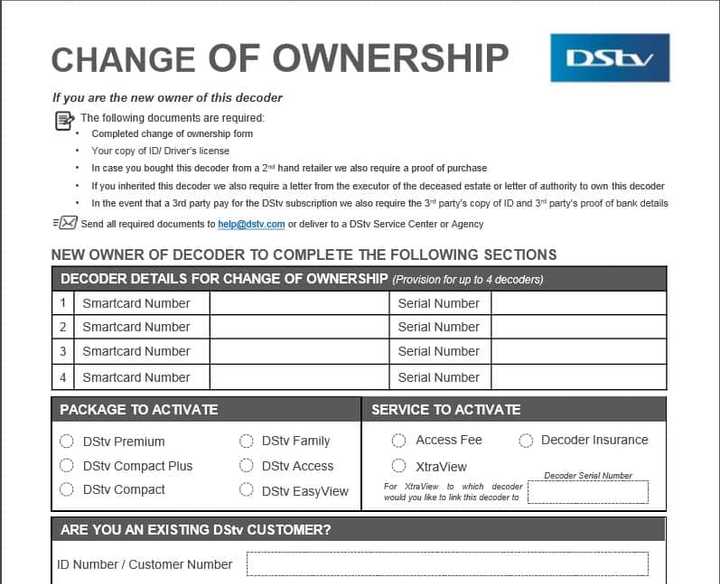 change DStv account details