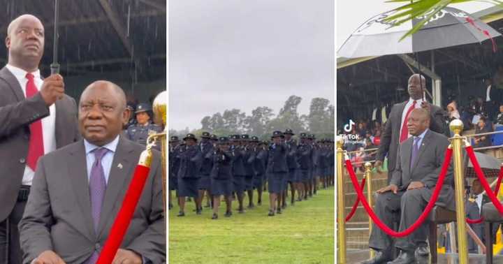 Cyril Ramaphosa Officiates SAPS Trainees Passing Out Parade in the Rain ...