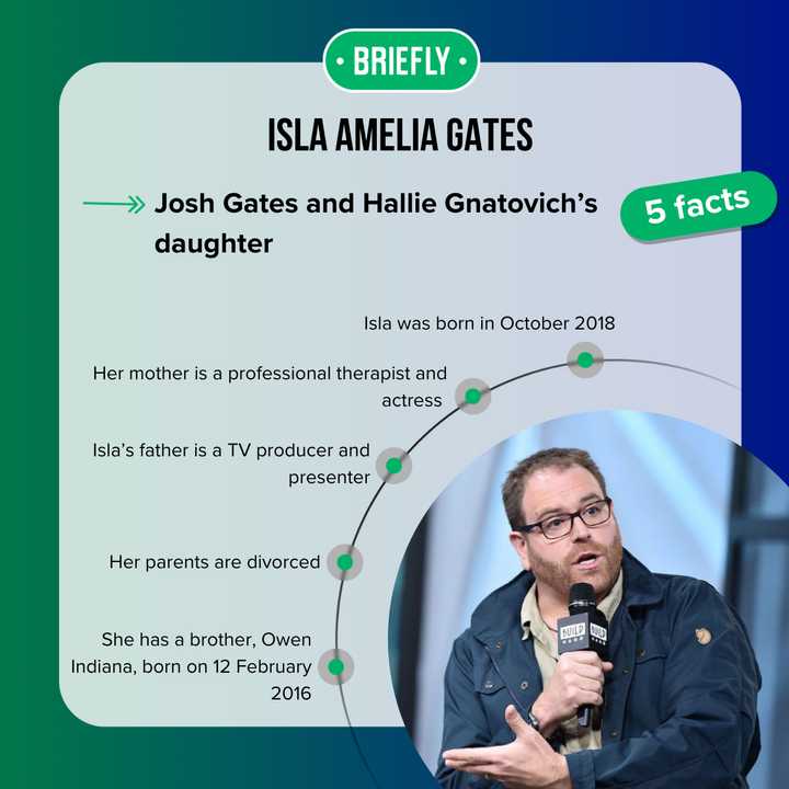 Who is Isla Amelia Gates? Meet Josh Gates and Hallie Gnatovich’s daughter - Briefly.co.za